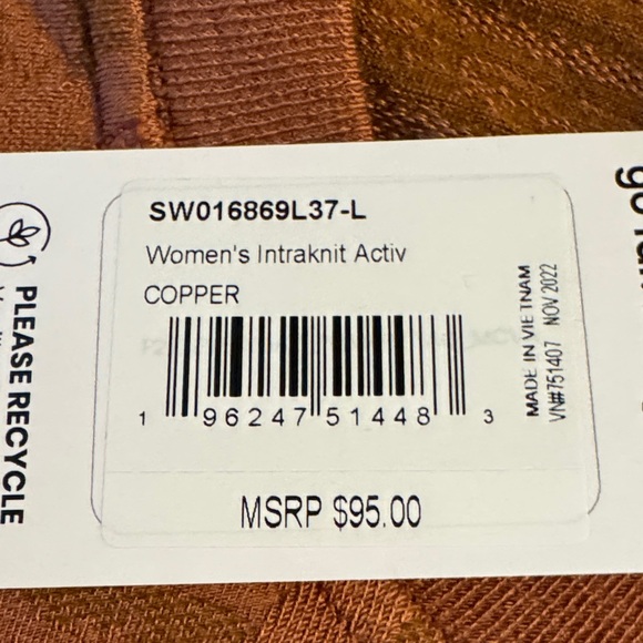 Smartwool Women's Intraknit Top in Copper NWT - Picture 3 of 5